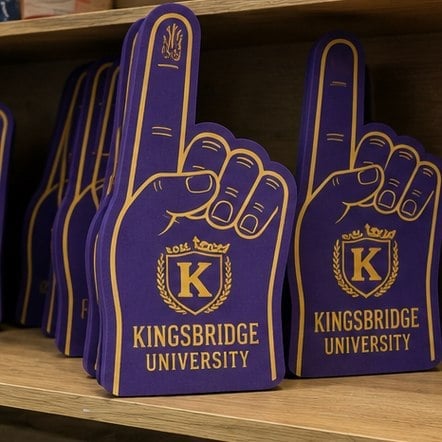 Customized foam fingers for colleges and universities — kingsbridge university
