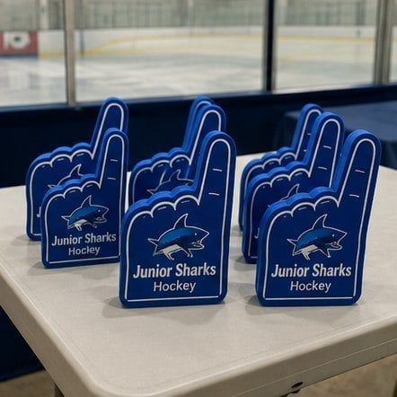 Customized foam fingers for youth leagues — junior sharks hockey
